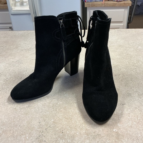 Vionic black suede ankle zip booties tie SZ 9.5 - Picture 2 of 9